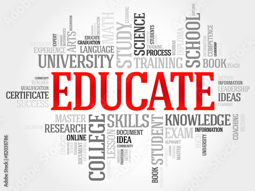 EDUCATE. Word education collage