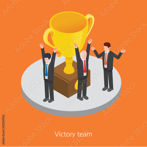 Victory team concept design 3d isometric vector illustration