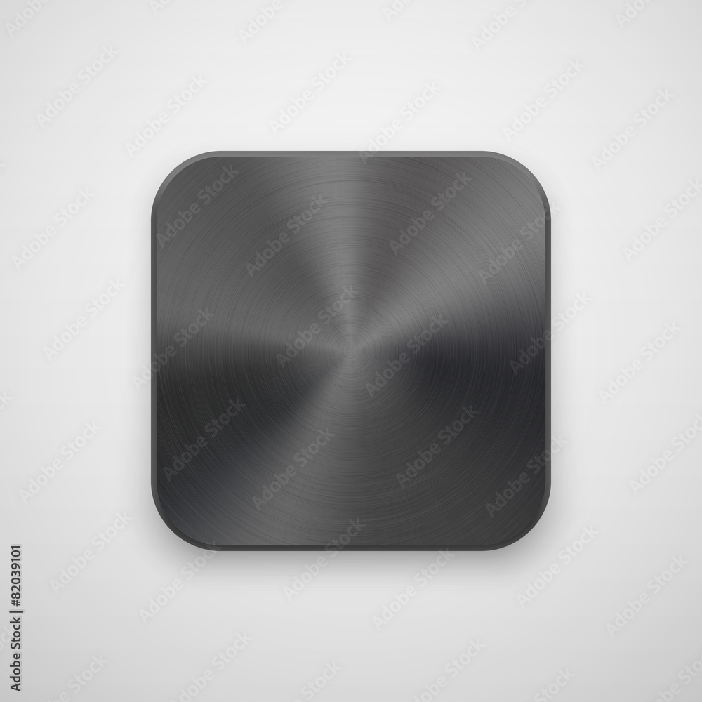 Black Abstract App Icon Template with Metal Texture Stock Vector ...