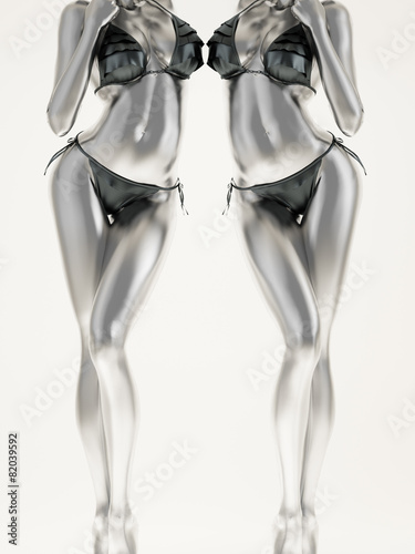 Black and white metallic body art