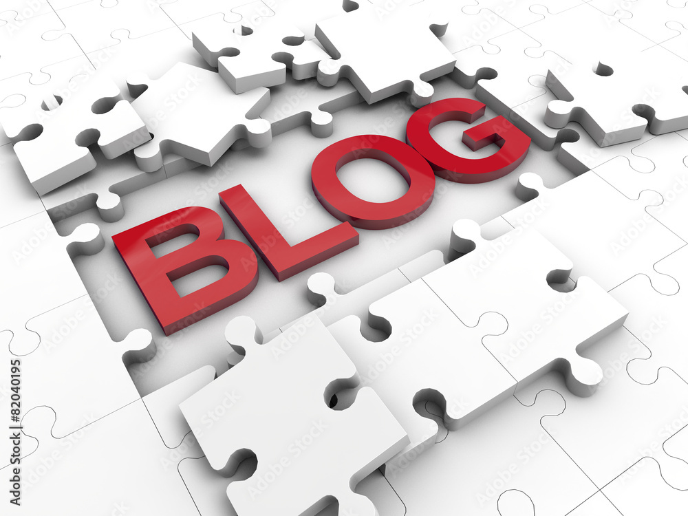 Blog with Puzzle tiles over white background Blog with Puzzle tiles over white background