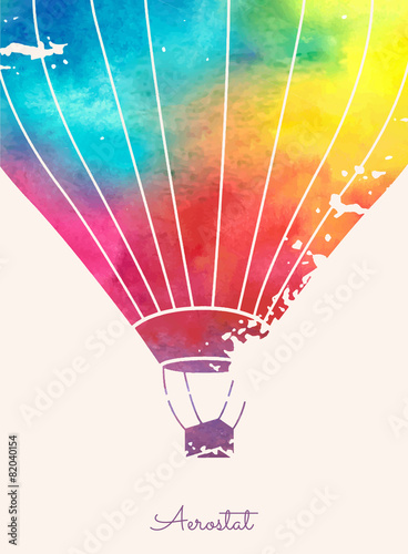 Watercolor vintage hot air balloon.Celebration festive backgroun