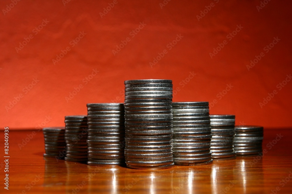 Pile of coins in pyramid form Pile of coins in pyramid form
