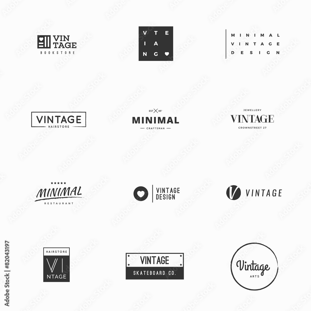 Fototapeta premium Minimal vintage vector logo templates for brand design