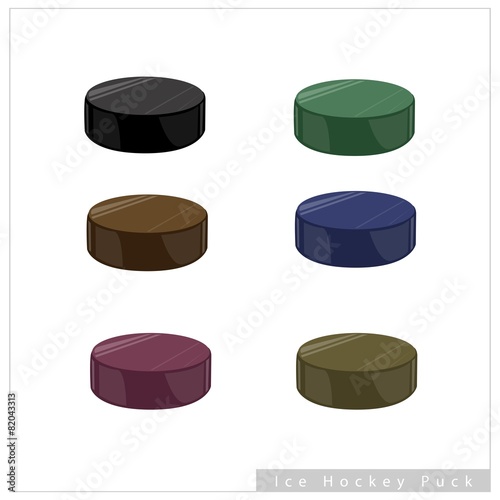 Set of Hockey Puck on White Background