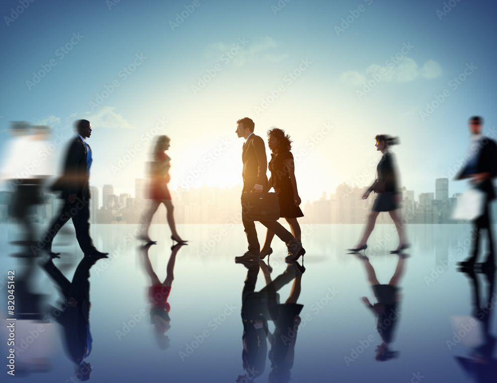Naklejka premium Business People Commuter Corporate Cityscape Pedestrian Concept