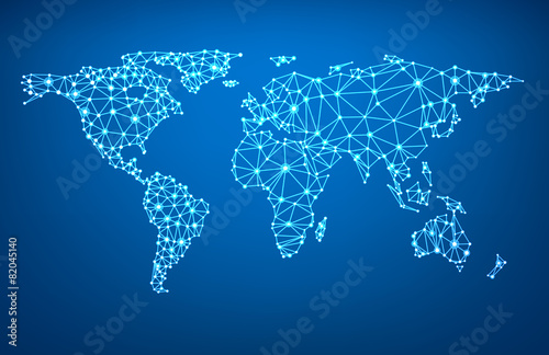 Fototapeta Naklejka Na Ścianę i Meble -  Global network mesh. Earth map.