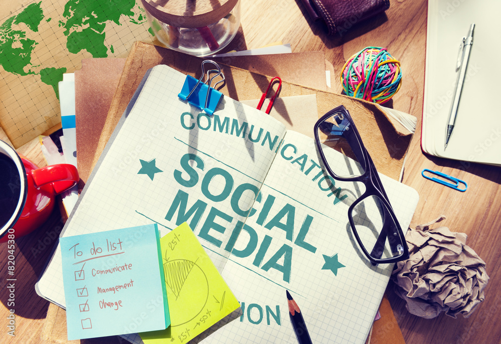 Naklejka premium Social Media Communication Connect Socail Network Concept