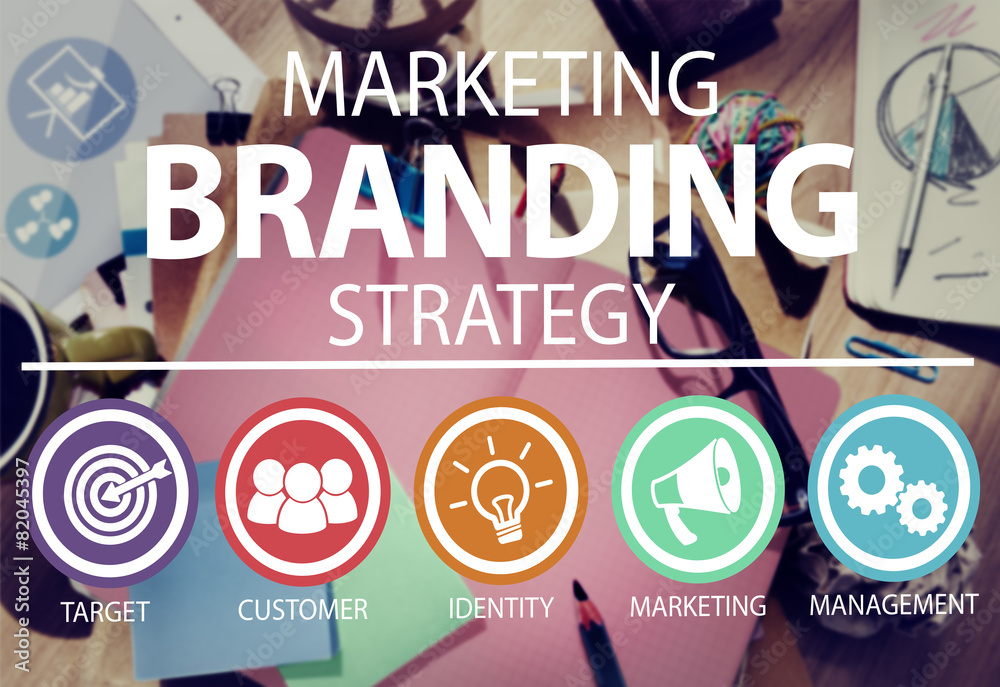 Brand Branding Marketing Commercial Name Concept - obrazy, fototapety, plakaty 