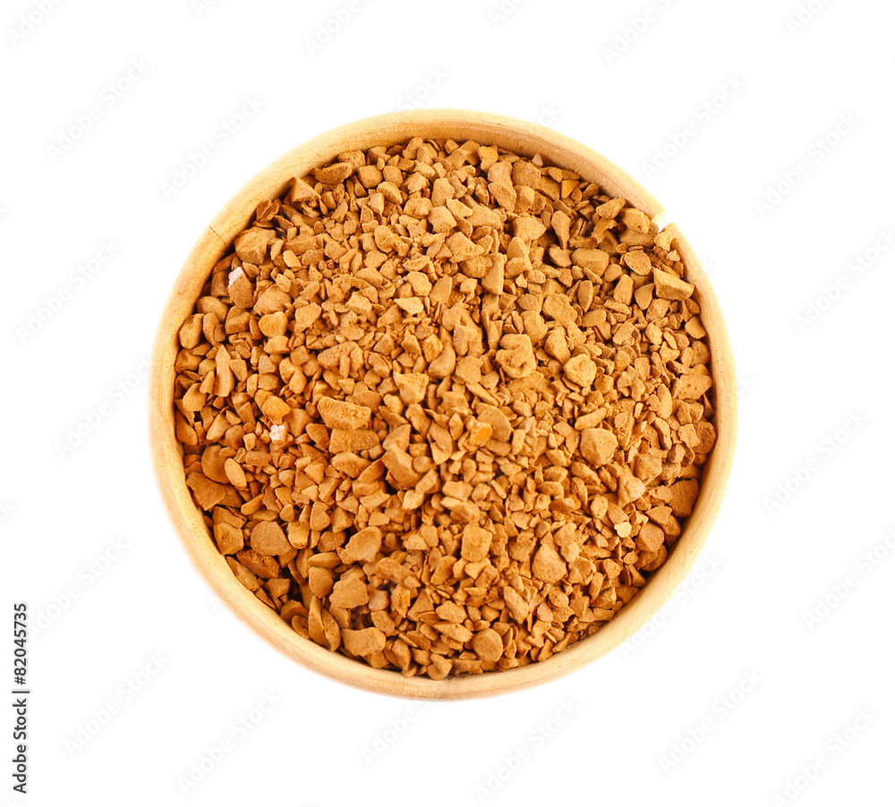 Ground coffee in small dish isolated on white Ground coffee in small dish isolated on white