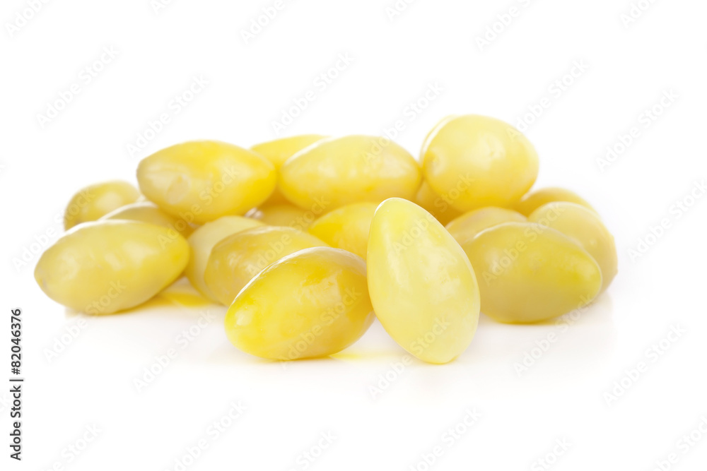 Boiled Ginkgo Nuts isolated on white background Boiled Ginkgo Nuts isolated on white background