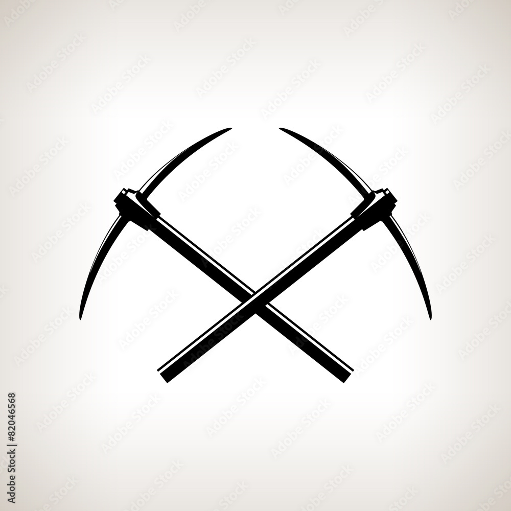 Silhouettes of two crossed pickaxes Silhouettes of two crossed pickaxes