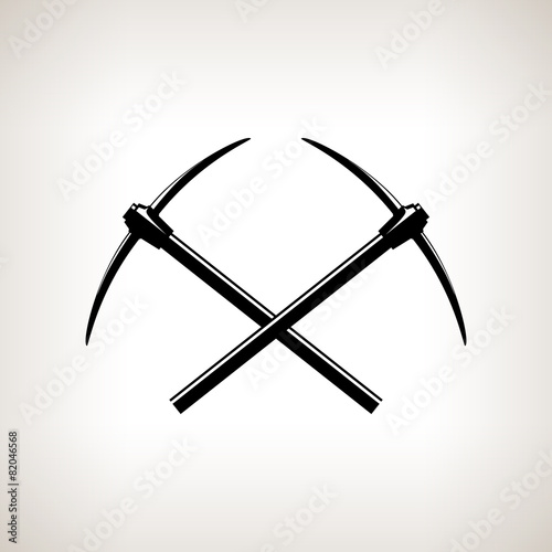 Silhouettes of two crossed pickaxes