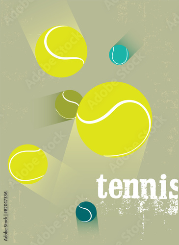 Tennis vintage grunge style vector poster.