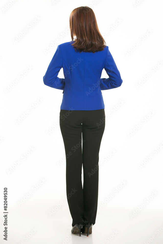Young Asian women wearing a suit in front of a white background
