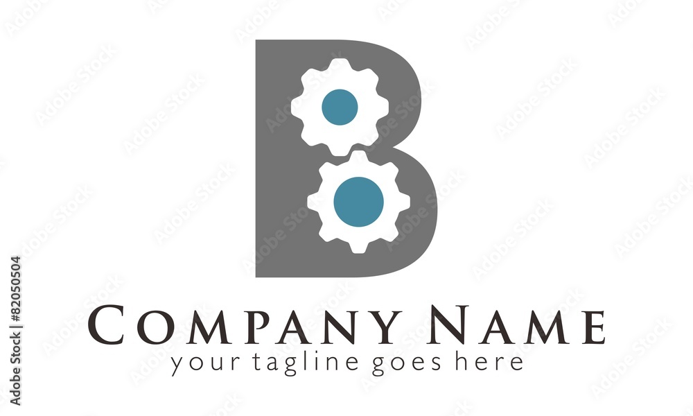 B Initial Letter gear engine logo B Initial Letter gear engine logo