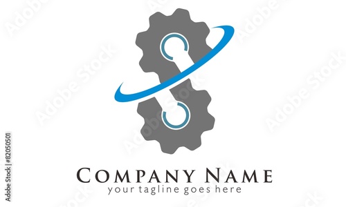 S initial letter engine gear logo