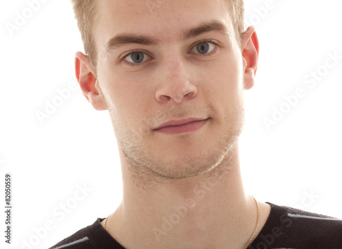 Close up portrait teenager in white