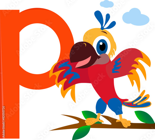 Parrot with the letter p