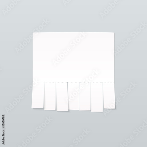 Blank sheet of paper advertising with cut slips
