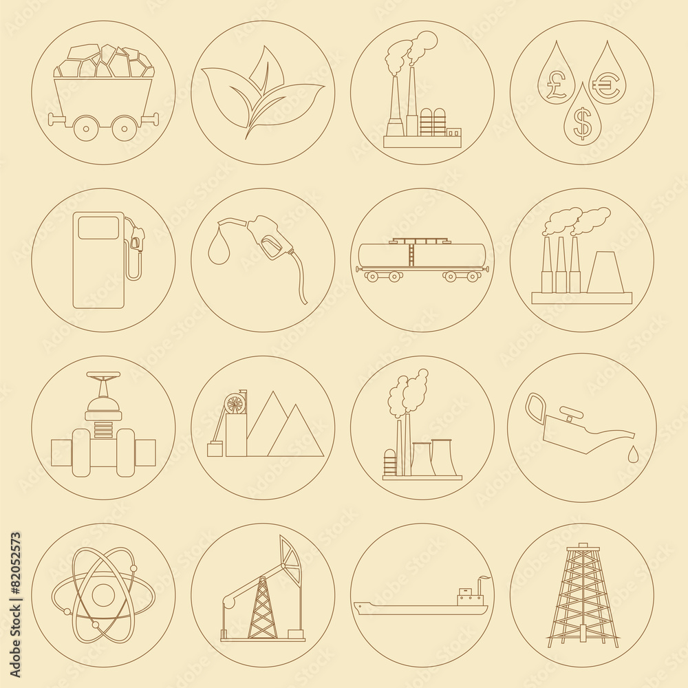 Fototapeta premium Set 16 fuel and energy icons