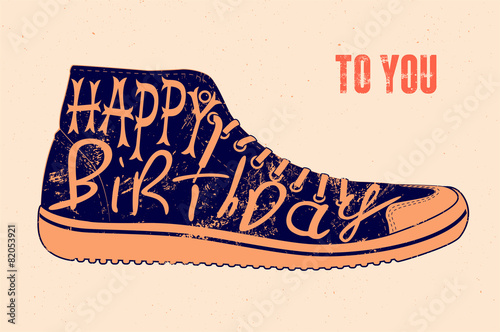 Typographical retro grunge vector Birthday Card.