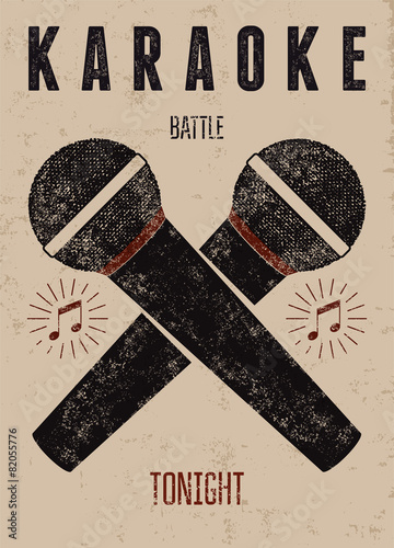 Vector typographic retro grunge karaoke party poster.