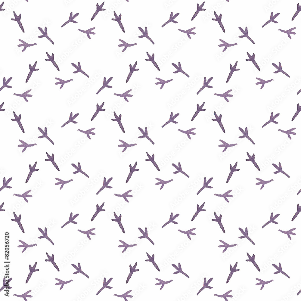 Watercolor seamless pattern with bird footprint on the white Watercolor seamless pattern with bird footprint on the white