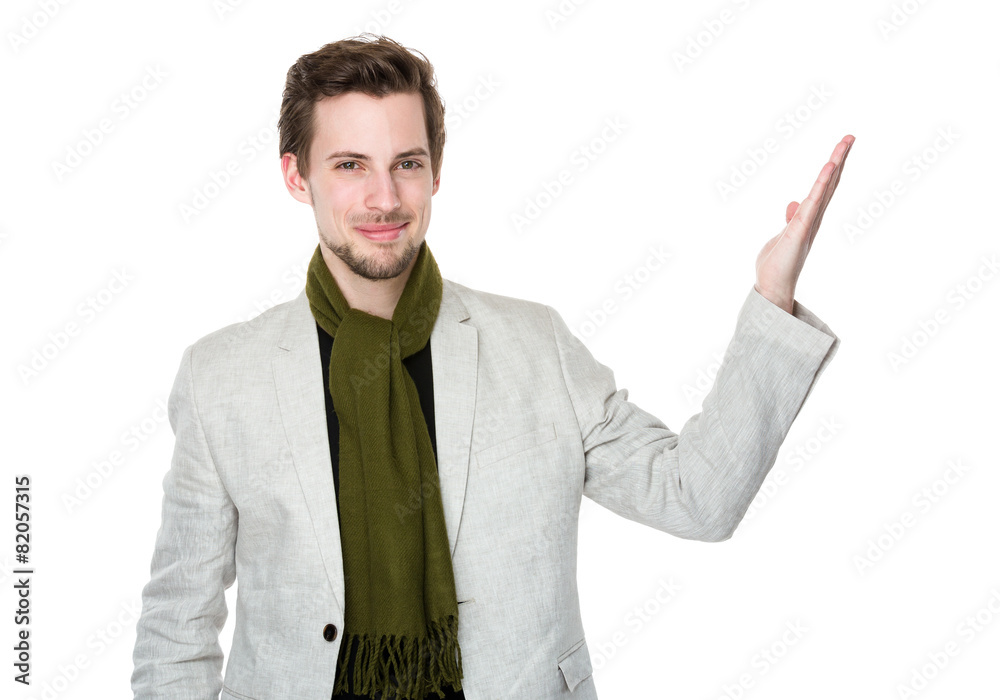 Man with open hand palm