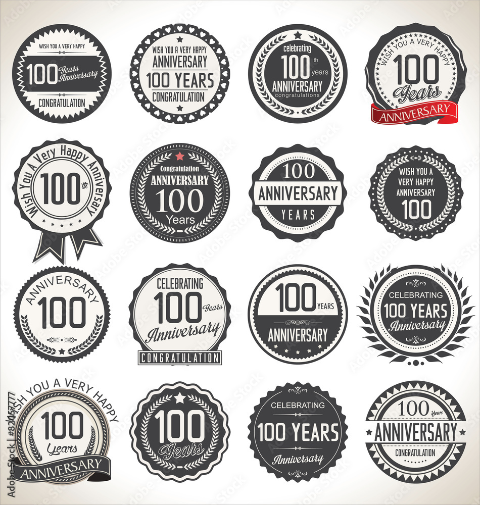 Anniversary label collection, 100 years Anniversary label collection, 100 years