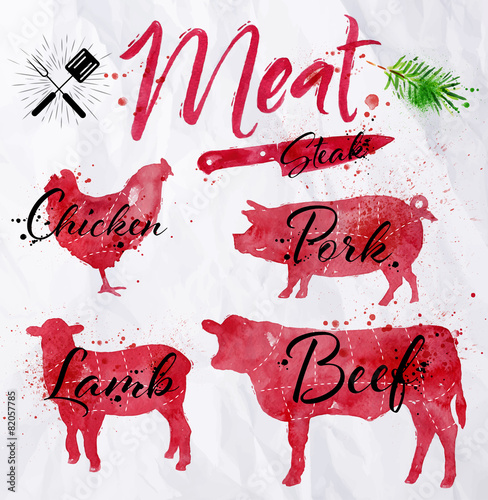 Set meat silhouettes