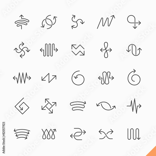 Thin line arrows icons set