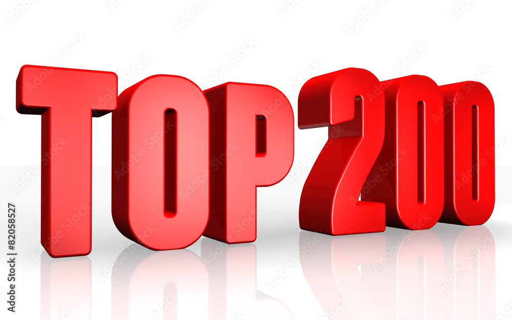 Top 200 - 3d illustration on white background Top 200 - 3d illustration on white background
