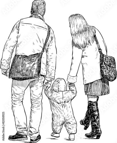 young family on a walk