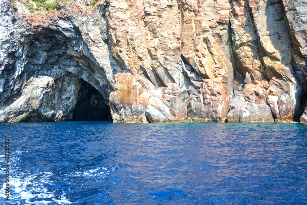 beautiful blue grotto in coast ustica