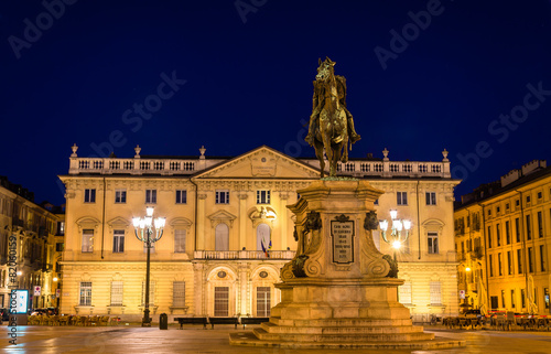Statue and Conservatory on Bodoni square in Turin - Italy