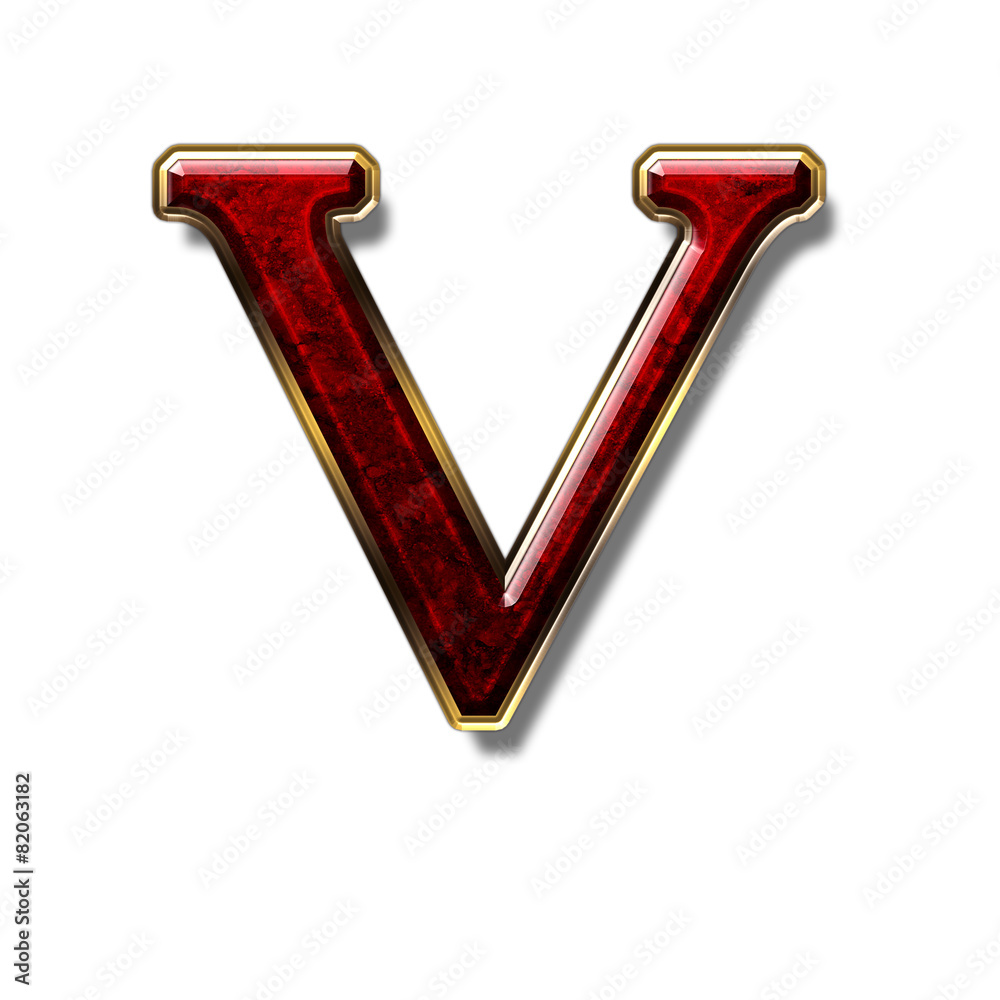 Letter V - precious stone is red Letter V - precious stone is red