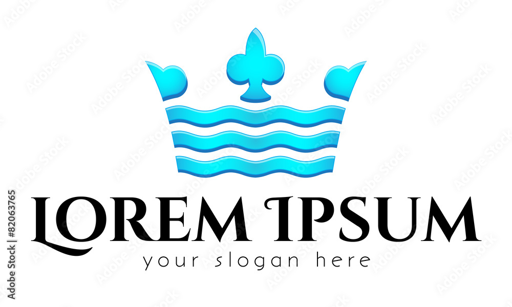 Logo template, water crown, waves crown, vector Logo template, water crown, waves crown, vector