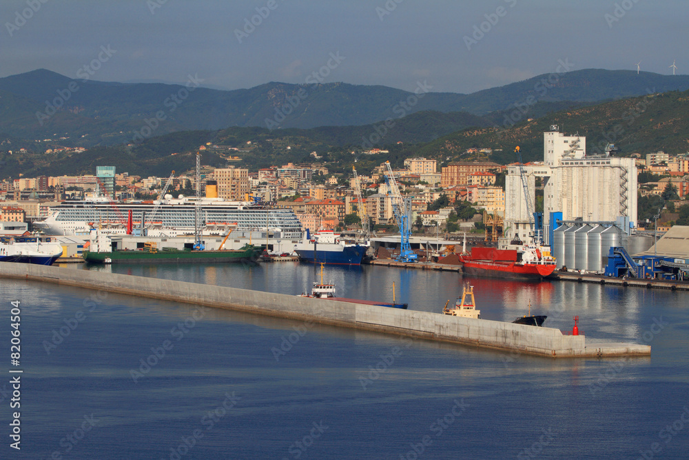Port city on Mediterranean Sea. Savona, Italy