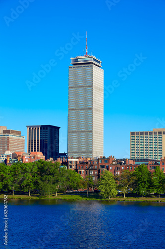 Boston from Harvard Bridge in Charles River