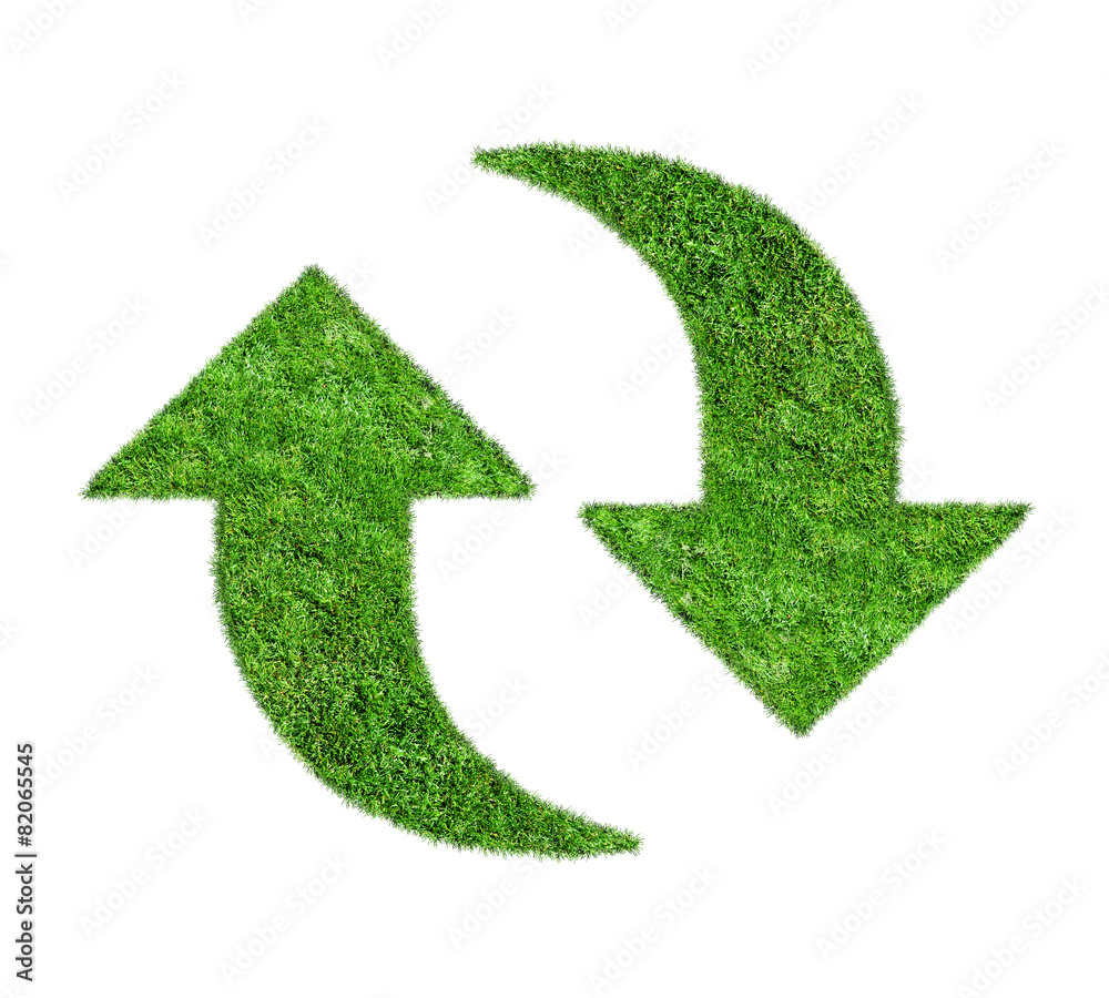 Obraz premium Recycle sign with grass isolated