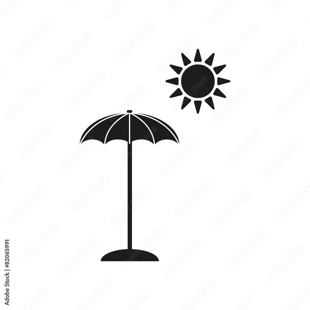 The parasol icon. Vacation symbol. Flat