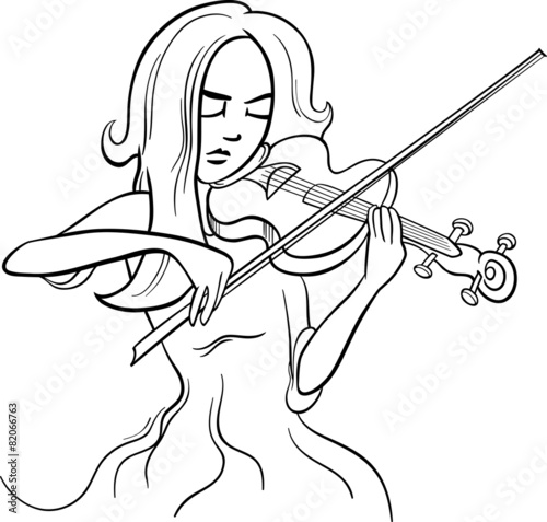 violinist girl cartoon illustration