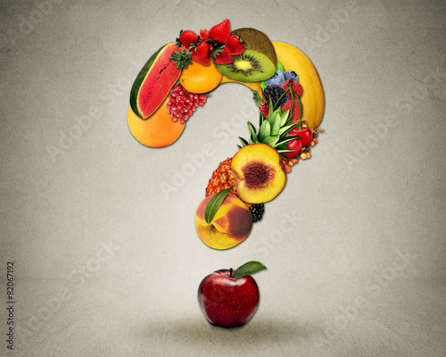 Fresh diet questions concept group fruits shape question