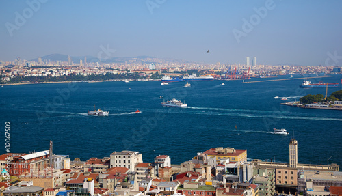 The crossroad of Bosphorus strait and Golden Horn in Istanbul © Serg Zastavkin