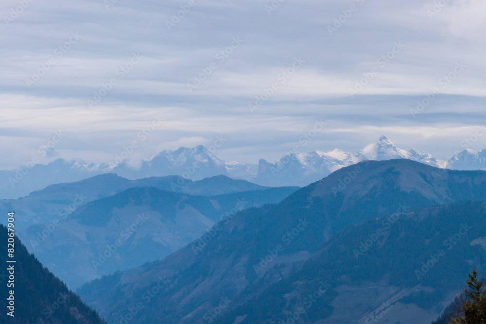 panorama of mountain peaks