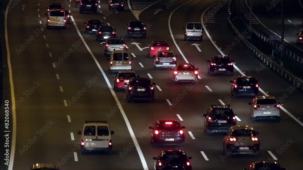 Night scene of traffic and roads entering Barcelona.(real time) Night scene of traffic and roads entering Barcelona.(real time)