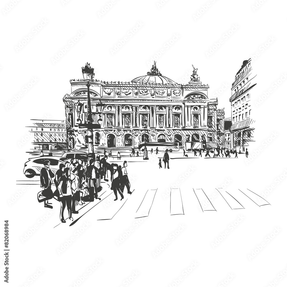 Obraz premium Opera Garnier, Paris, France. Vector illustration