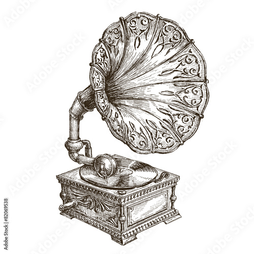 gramophone vector logo design template. music or vinyl record