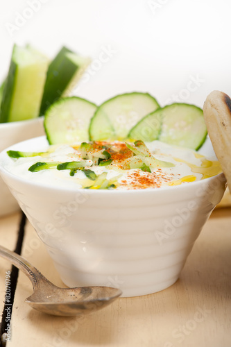 Arab middle east goat yogurt and cucumber salad photo